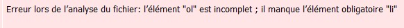 Cette image montre une erreur d'analyse de fichier sur deux exemples de documents Word.