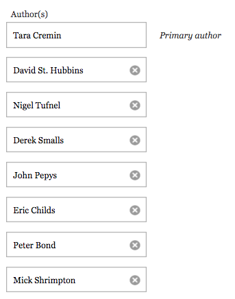 显示作者姓名列表的图片。