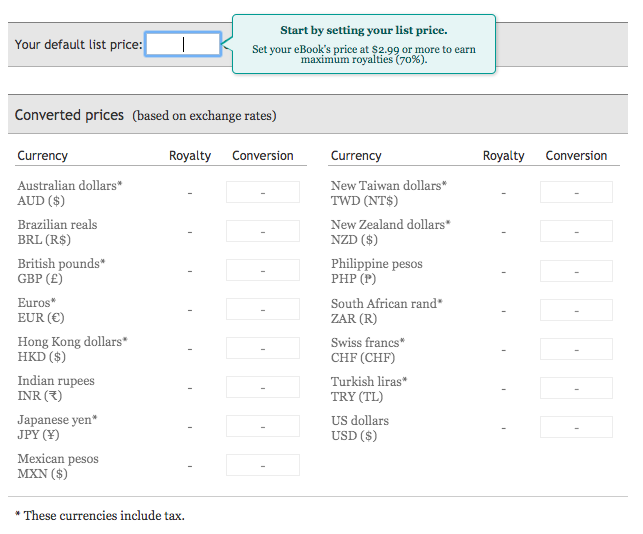 显示一个表格，首先要以您的默认货币设置书籍的价格。
