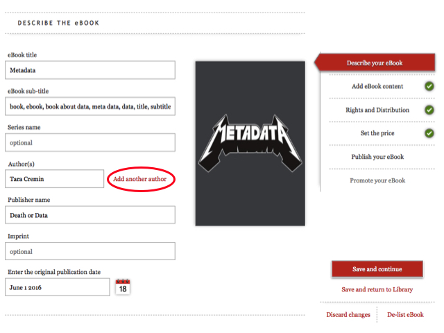 显示包含标题、副标题、作者、出版日期等栏位的电子书页面的图片。  