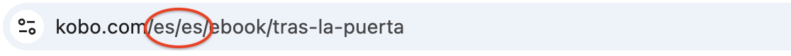 Captura de pantalla de la URL con los indicadores de país e idioma es/es para España, en idioma español.