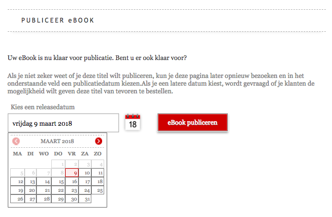 Afbeelding van het veld waarin je een publicatiedatum kunt kiezen