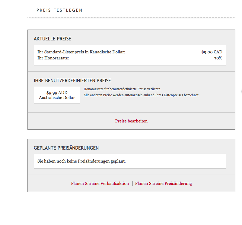 Eine Ansicht des regulären Verkaufspreises und der reduzierten Verkaufspreise